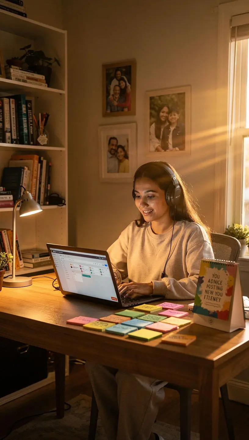Close-up of hands typing on a laptop keyboard with digital tools for task management visible on the screen.